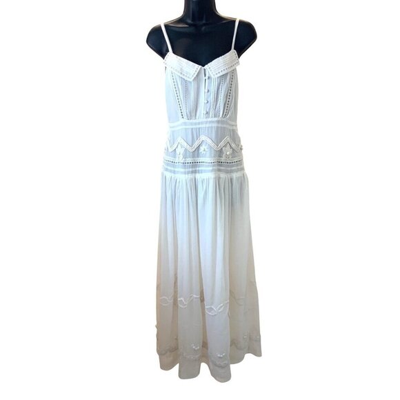 MINT by Jody Arnold ( Anthropology) small white  maxi semi sheer with full linin - Picture 1 of 11
